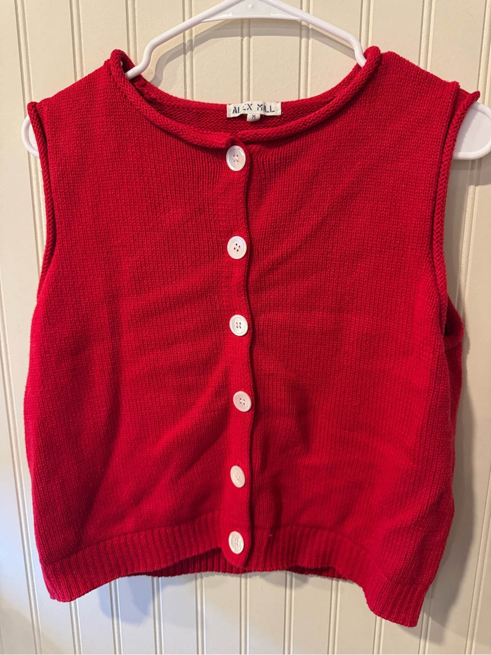 Alex Mill Bright Red Sleeveless Button-Front Knit Vest